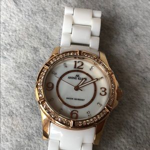 White and rose gold ceramic watch